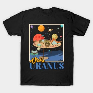 Retro Visit Planet Uranus Mid Century Style Space Travel T-Shirt